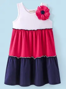 CrayonFlakes Round Neck Tiered Cotton A-Line Dress