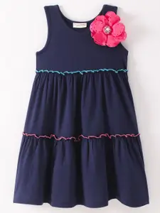 CrayonFlakes Girls Sleeveless Cotton A-Line Dress