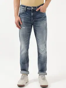 Lee Men Slim Fit Cuffed Hem Mildly Ripped Heavy Fade Stretchable Cotton Jeans