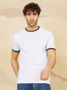 Styli Men Pique Knit Ringer Regular T-shirt with Twin Tipping