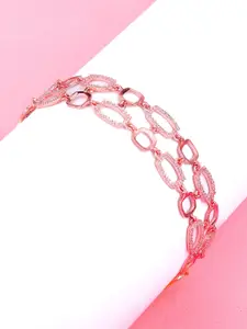 GIVA Women 925 Sterling Silver Cubic Zirconia Rose Gold-Plated Link Bracelet