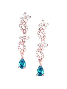 GIVA Rose Gold-Plated 925 Sterling Silver Zircon Studded Contemporary Drop Earrings