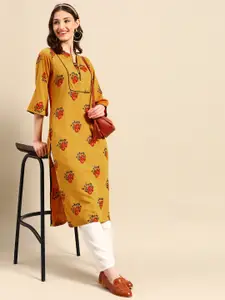 Sangria Ethnic Motifs Printed Bell Sleeves Kurta