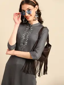 Sangria Yoke Design Mirror Work Kurta