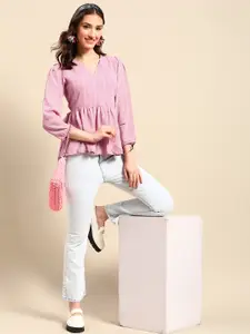 Sangria Striped Georgette Wrap Top