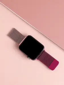 HAUTE SAUCE by  Campus Sutra Women Textured Stainless Steel Apple Watch Strap
