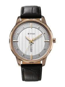 Titan Men Leather Textured Straps Analogue Watch 1875QL01
