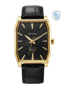 Titan Men Dial & Leather Textured Straps Analogue Watch 1876YL01