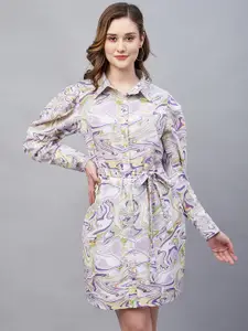 RARE Abstract Printed Georgette Shirt Dress