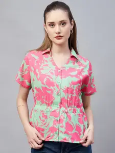 RARE Abstract Print Georgette Shirt Style Top