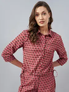 Marie Claire Print Georgette Shirt Style Top