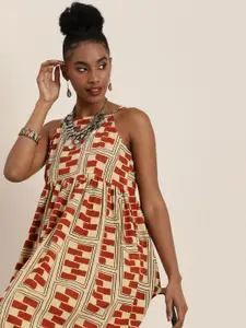 Taavi Geometric Printed Pure Cotton Bagru Ethnic Dress