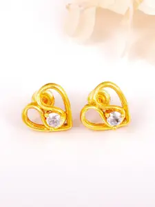 GIVA 925 Sterling Silver Gold Plated Heart Shaped CZ Studded Studs Earrings