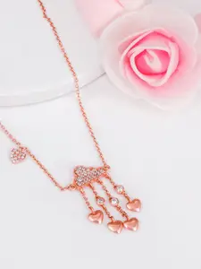 GIVA 925 Sterling Silver Rose Gold-Plated CZ-Studded Pendant With Chain