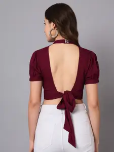 The Dry State Puff Sleeves Tie-Up Styled Back Crop Top