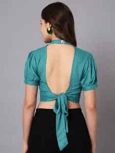 The Dry State High Neck Styled Back Crop Top