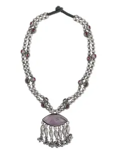 ahilya 92.5 Sterling Silver Silver-Plated Oxidised Necklace