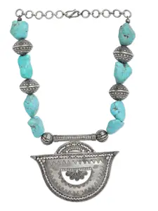ahilya 92.5 Sterling Silver Silver-Plated Oxidised Necklace