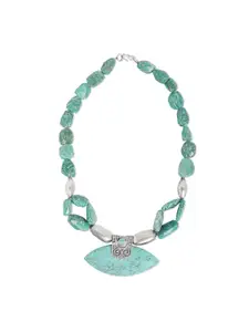 ahilya 92.5 Sterling Silver-Plated Firoza Statement Necklace