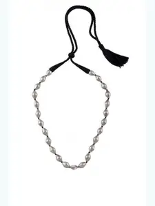 ahilya 92.5 Sterling Silver-Plated Strand Dholki Bead Necklace