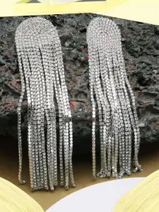 DIVA WALK Silver-Plated Contemporary Drop Earrings