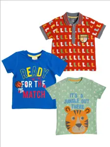 JusCubs Infant Boys Pack Of 3 Typography Printed Cotton T-shirt