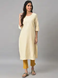 AURELIA Round Neck Three-Quarter Sleeves Kurta