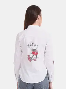 V-Mart Mickey Mouse Shirt Collar Shirt Style Cotton Top