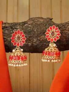 GRIIHAM Gold-Plated Dome Shaped Jhumkas Earrings