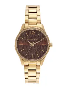 Michael Kors Women Printed Dial & Stainless Steel Bracelet Style Analogue Watch MK7296T