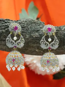 GRIIHAM Gold Plated Contemporary CZ Studded Jhumkas Earrings