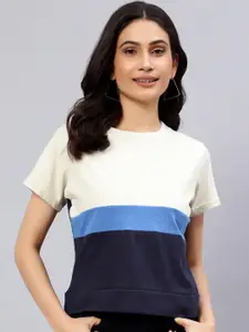 DIAZ Women Colourblocked Cotton T-shirt