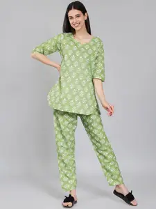 LacyLook Floral Printed Pure Cotton Night Suit