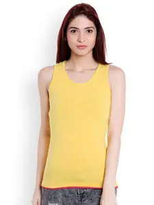 Style Quotient Women Yellow Solid Tank Top