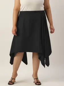 theRebelinme Plus Size Asymmetrical Midi Pure Cotton Skirt