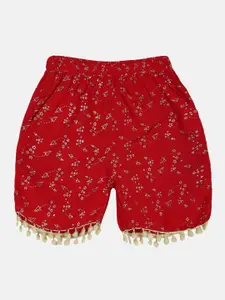 KiddoPanti Girls Printed Regular Fit Mid-Rise Shorts