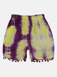 KiddoPanti Girls Tie & Dye Mid-Rise Regular Fit Shorts