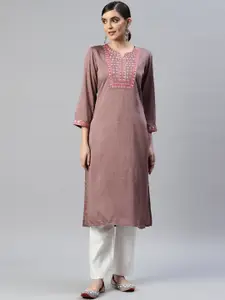 Popnetic Ethnic Motifs Yoke Design Thread Work Kurta