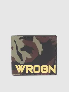 WROGN Men Camouflage Printed Leather Two Fold Wallet