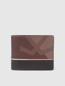 WROGN Men Brand Logo Printed Leather Two Fold Wallet
