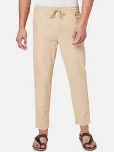 7 Alt by Pantaloons Men Self Design Mid Rise Cotton Trousers