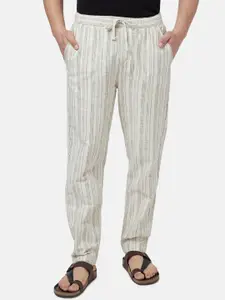 7 Alt by Pantaloons Men Striped Mid Rise Cotton Trousers
