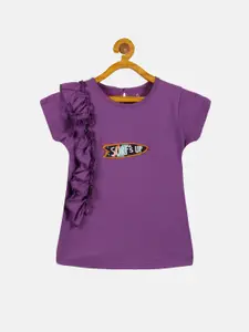 KiddoPanti Girls Ruffle Detailed Pure Cotton T-shirt