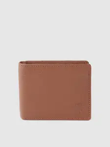 Woodland Men Geometric Textured Leather Two Fold Wallet