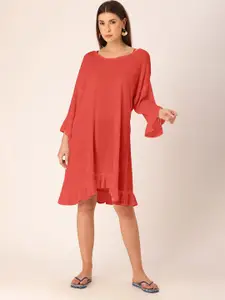 DressBerry Bell Sleeve Crepe A-Line Dress