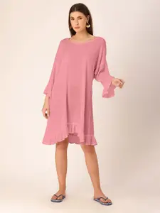 DressBerry V-Neck Bell Sleeves Crepe A-Line Dress