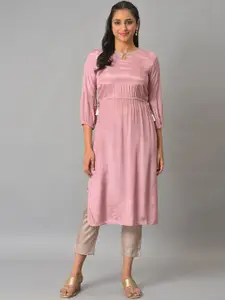 AURELIA Geometric Yoke Design Keyhole Neck Kurta