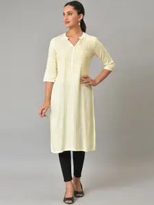 AURELIA Striped V Neck Straight Kurta