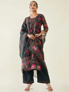 Soch Ethnic Motif Printed Pure Silk Unstitched Dress Material