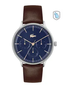 Lacoste Men Brass Dial & Leather Straps Analogue Multi Function Watch